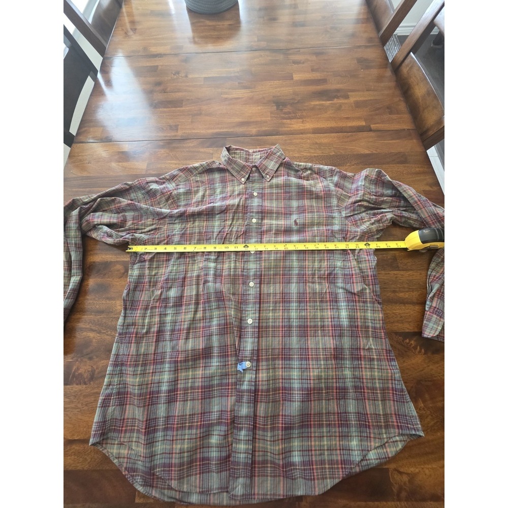 Ralph Lauren Shirt XL 17 ClassicFit Plaid Madras Button Down Cotton Woven Sku7 - Picture 5 of 6